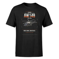 Thumbnail for Leonardo AW149 design on black t-shirt, single-side print