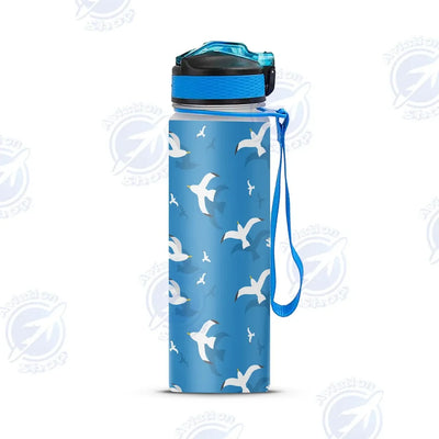 Seamless Seagulls Sports aviation design on sport kettle, insulated bottle with sport spout.