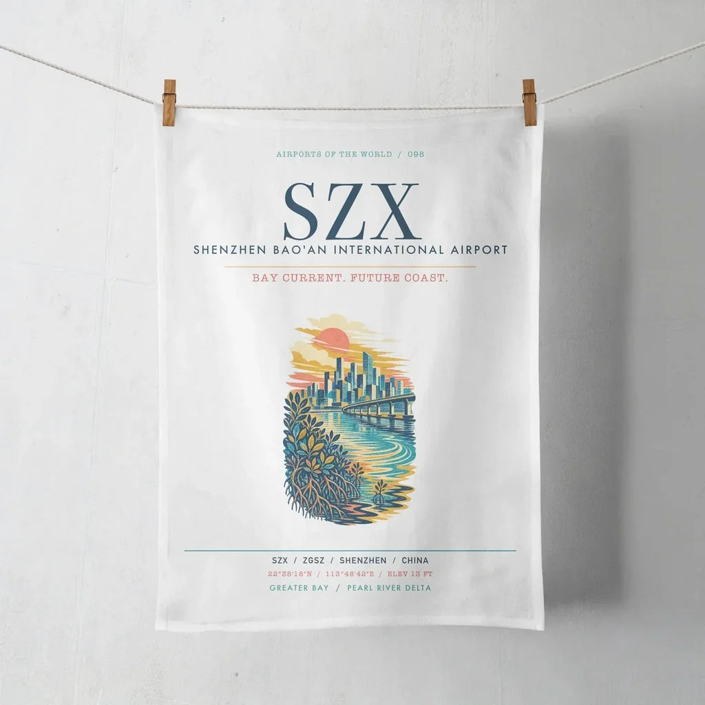 Shenzhen Bao'an International Airport (SZX) design on white towel