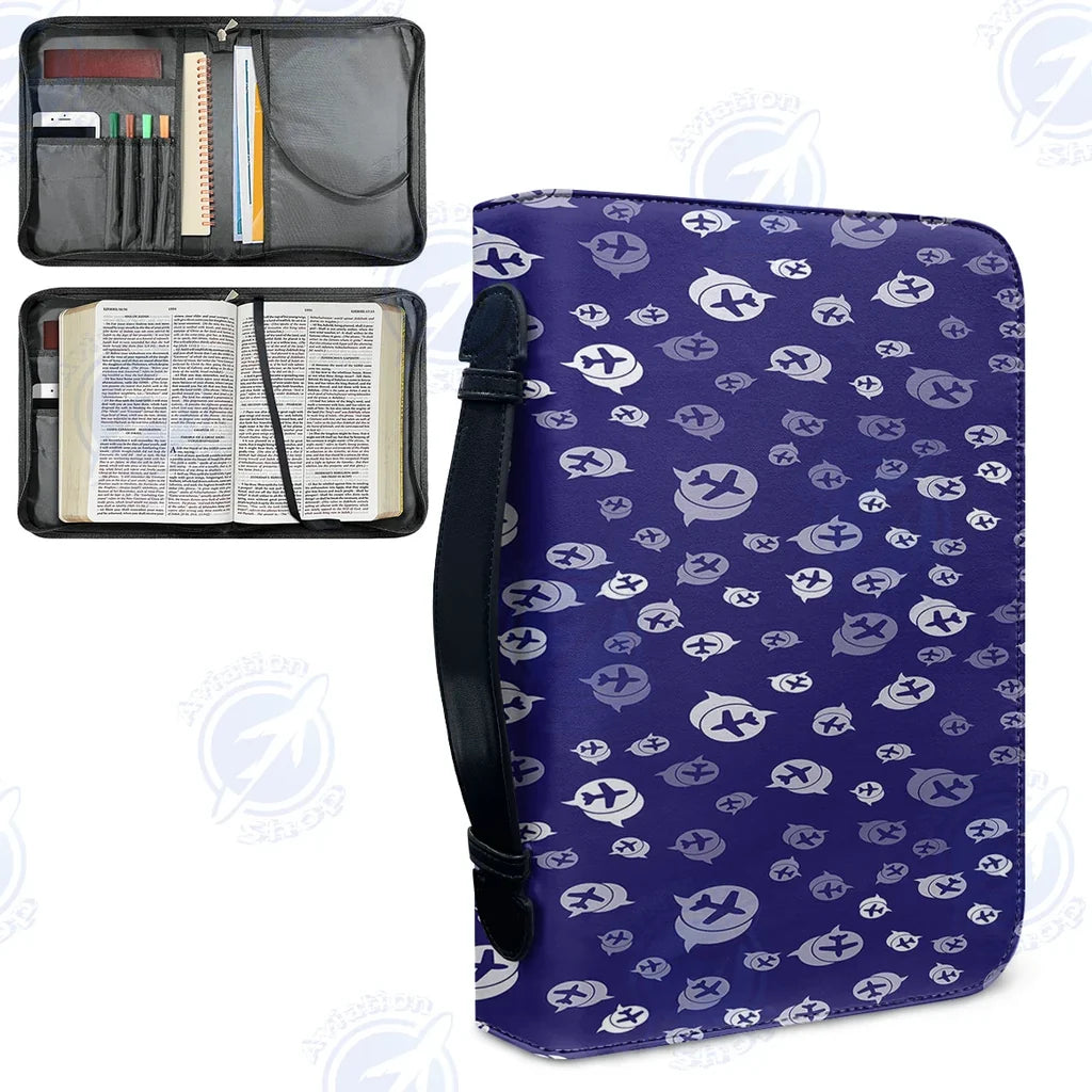 Airplane Notification Theme aviation design PU accessories bag, PU faux leather construction.
