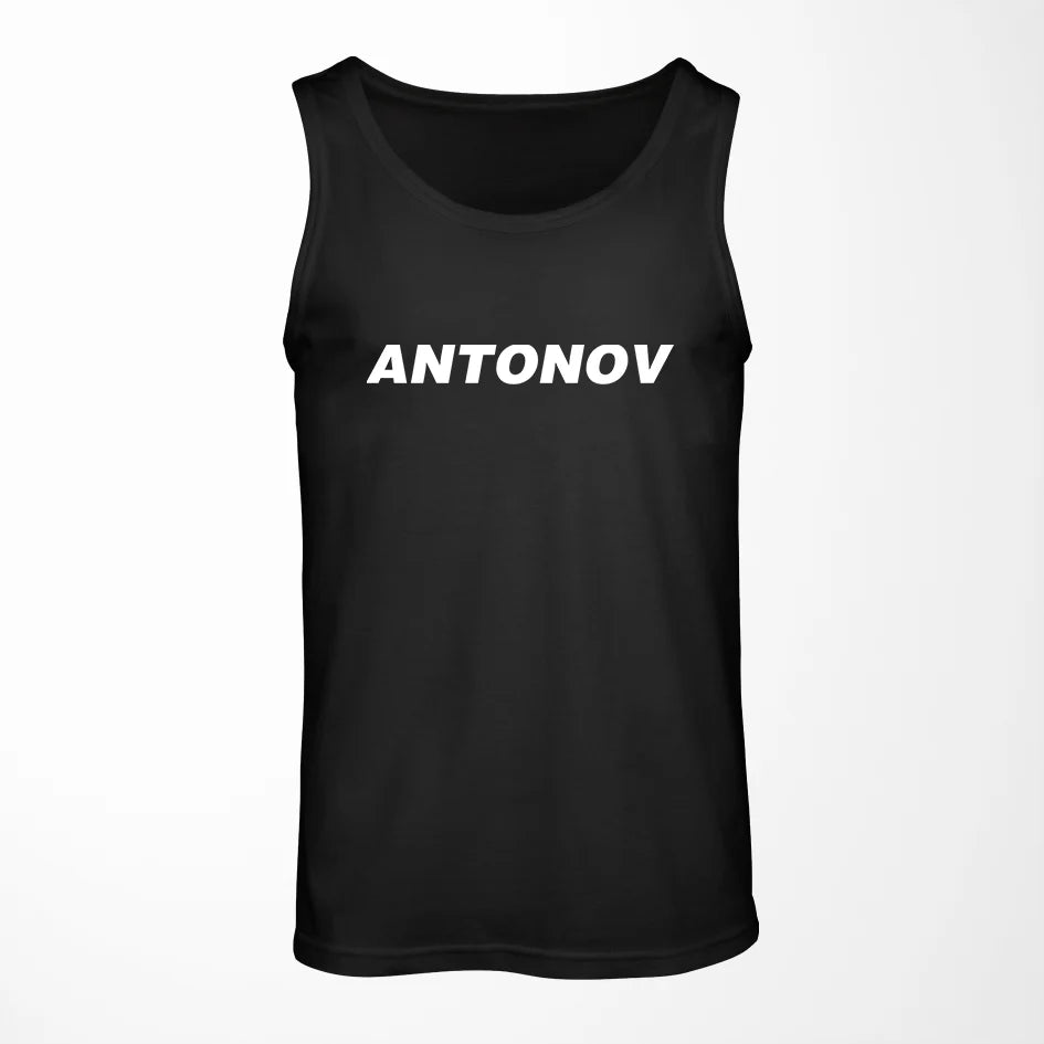 Antonov & Text aviation design on breathable cotton tank top.
