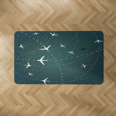 Travelling with Aircraft (Green) aviation print rectangle carpet floor mat, durable carpet pile with non-slip backing.