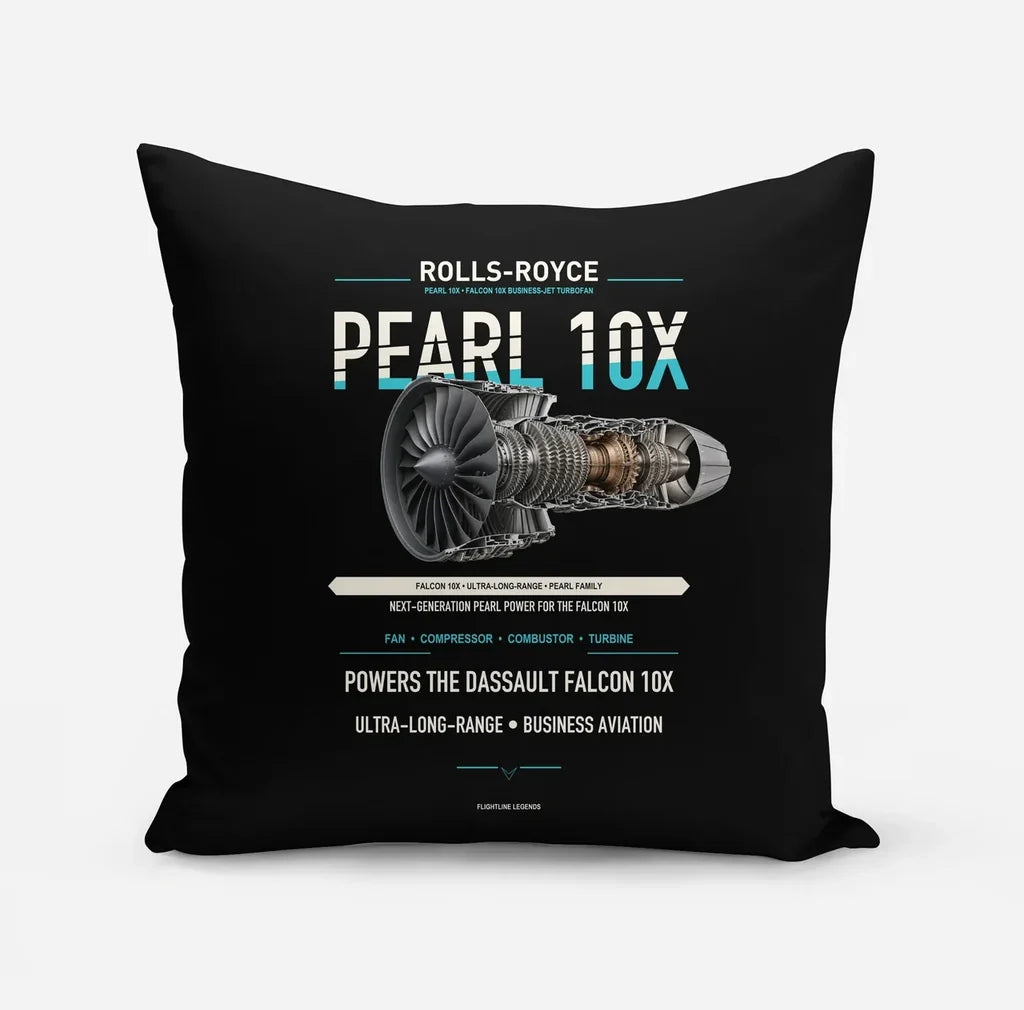 PEARL 10X design on black pillow