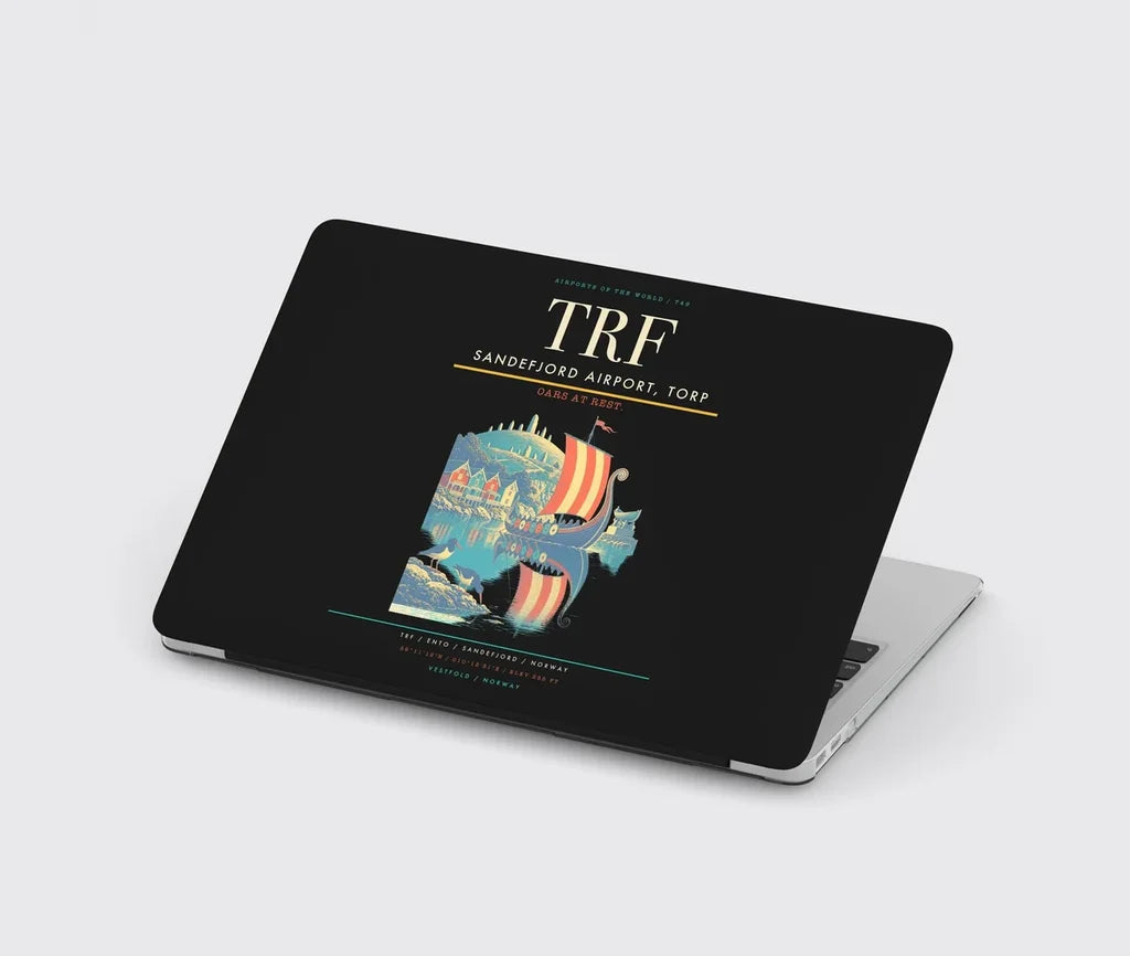 Sandefjord Airport, Torp (TRF) design on black MacBook case