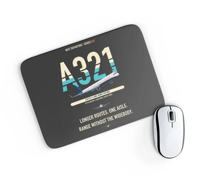 Airbus A321LR design on black rectangle mouse pad