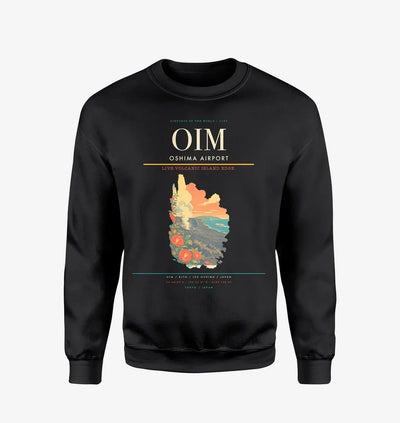 Oshima Airport (OIM) design on black sweatshirt