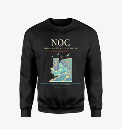 Ireland West Airport Knock (NOC) design on black sweatshirt