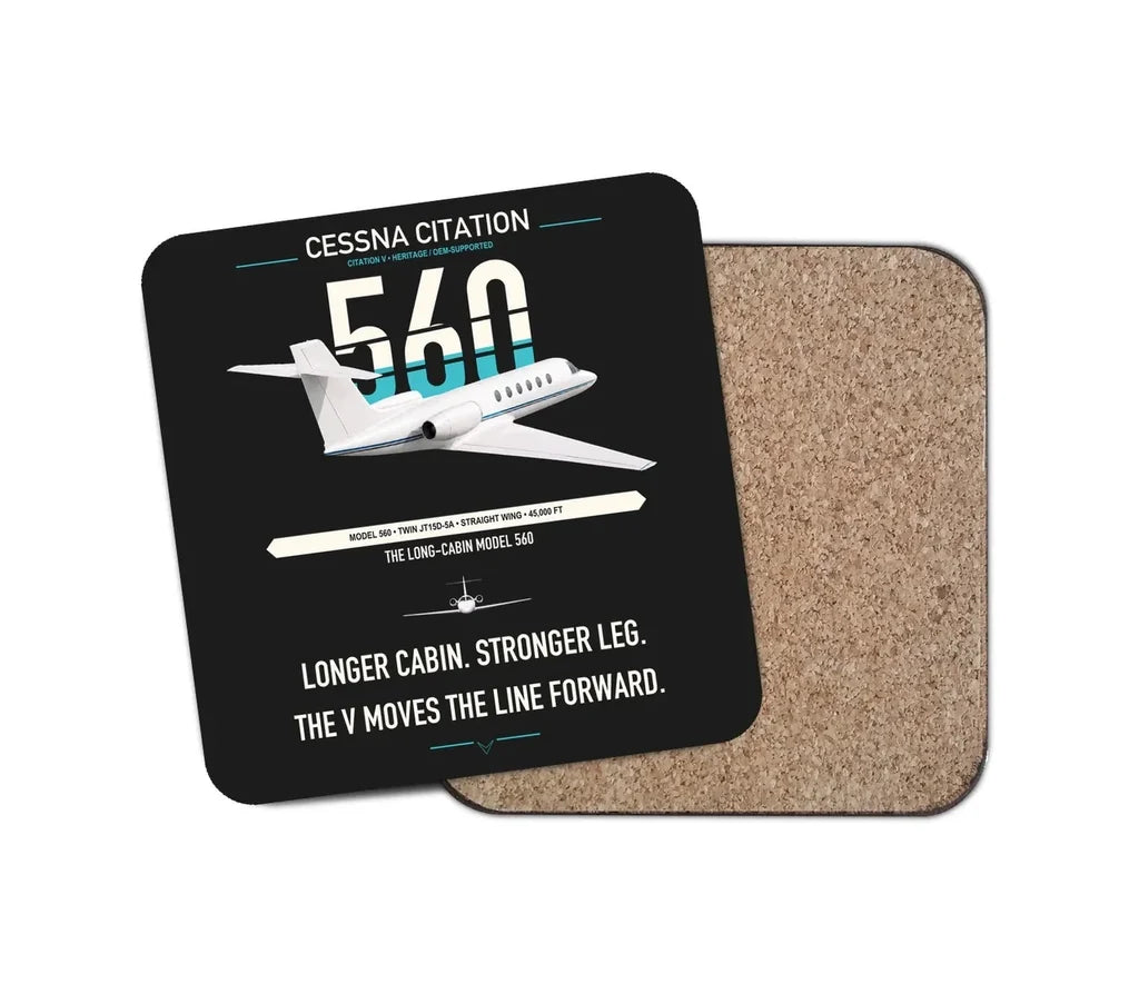 Cessna Citation 560 - Citation V design on black 1 piece coaster
