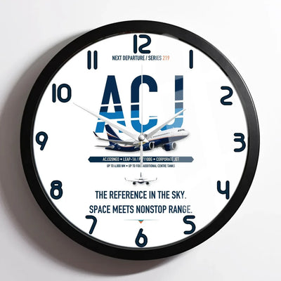 Airbus ACJ320neo design on white framed wall clock