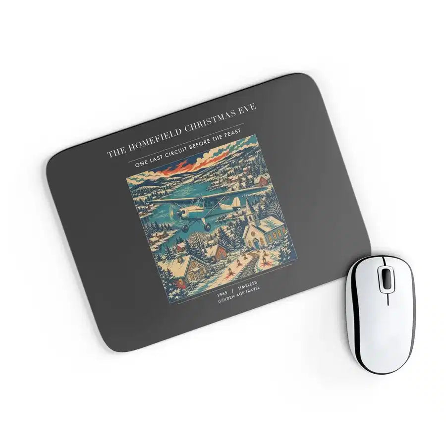 VINTAGE G4449 - The Homefield Christmas Eve - Designed Mouse Pads design on black rectangle