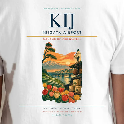 Niigata Airport (KIJ) double-side t-shirt design close-up cover