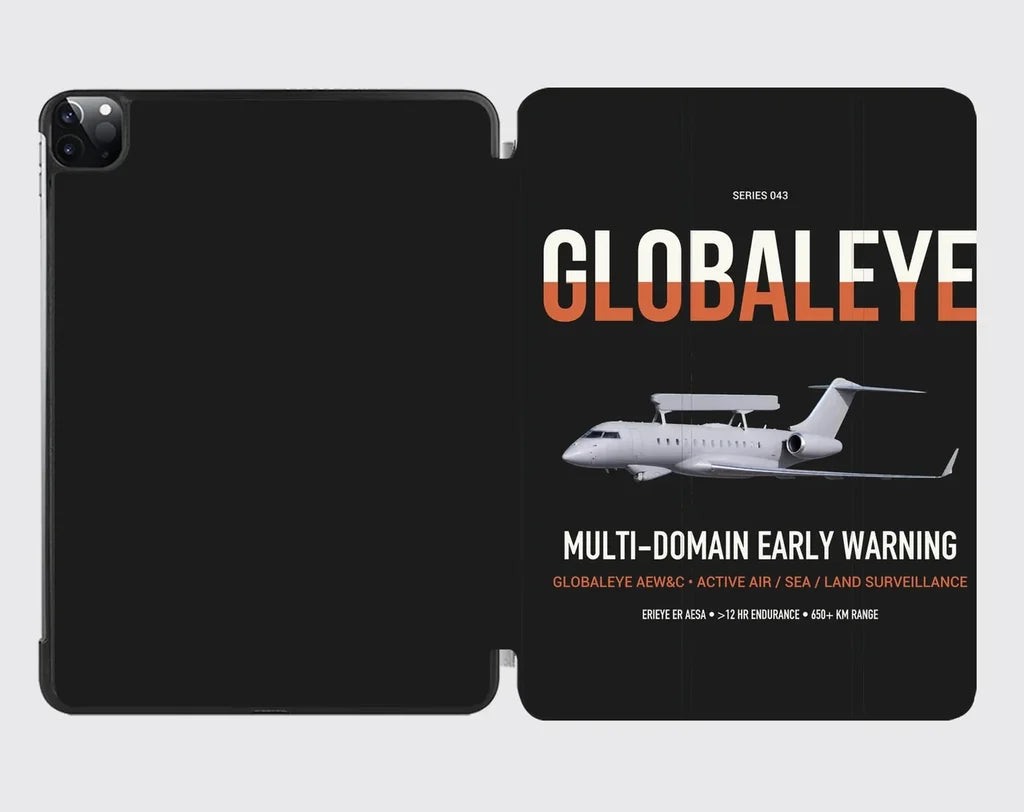 Saab GlobalEye design on black ipad tablet case