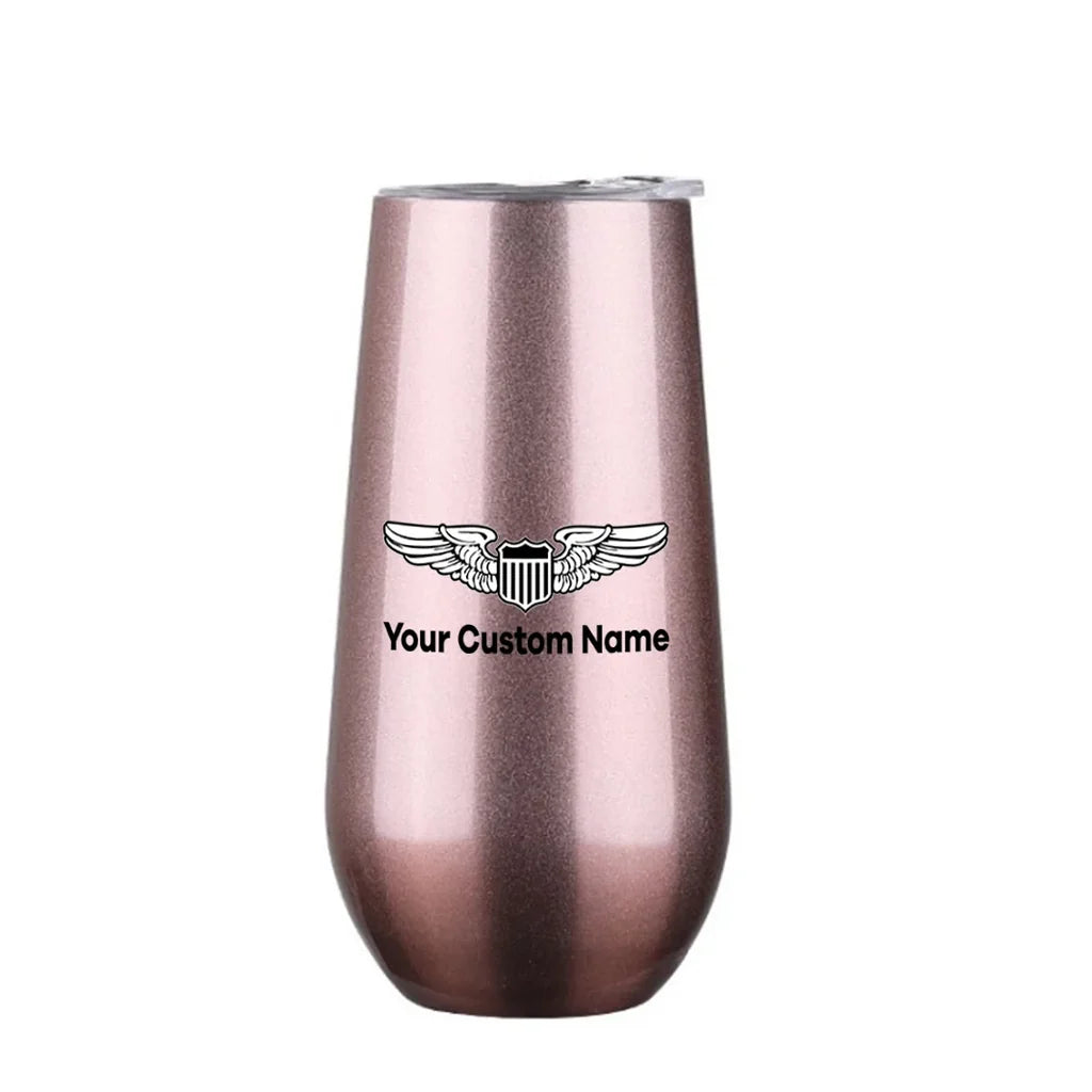 Custom Name (Military Badge) 6oz Egg aviation design on 6oz egg cup, compact 6oz ceramic.