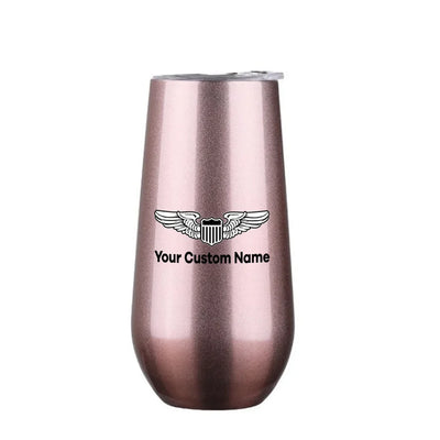 Custom Name (Military Badge) 6oz Egg aviation design on 6oz egg cup, compact 6oz ceramic.