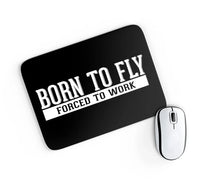Thumbnail for Born To Fly Forced To Work aviation design on neoprene with anti-slip base mouse pad.