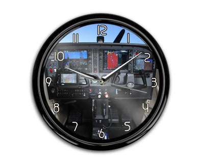 Cessna 172 Cockpit aviation themed wall clock, premium wood and metal.