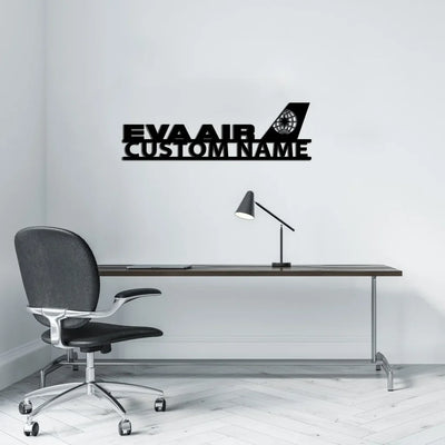 EVA Air Airlines aviation design on durable metal with painted finish metal wall sign.