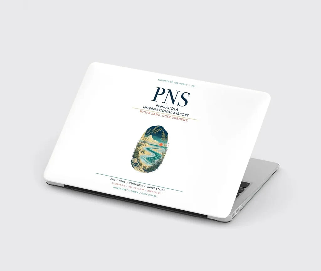 Pensacola International Airport (PNS) design on white MacBook case