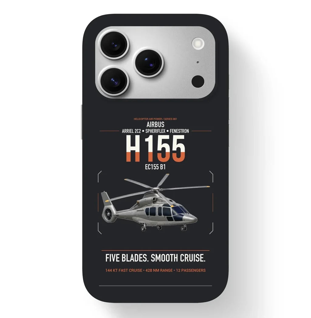 Airbus H155 EC155 B1 design on black magsafe iphone case, for iPhone 17 Pro