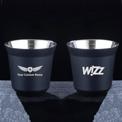WestJet Airlines aviation design on double-wall coffee mug, vacuum-insulated double-wall.