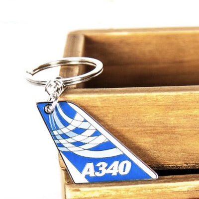 Colourful Airbus A340 aviation themed aviator-crafted key chain, polished metal alloy.
