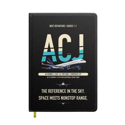 Airbus ACJ320neo design on black notebook