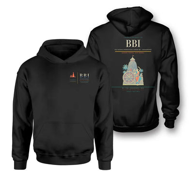Biju Patnaik International Airport (BBI) design on black double-side hoodie