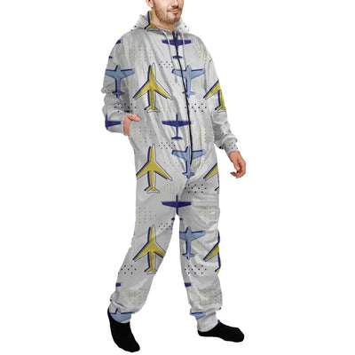 Very Colourful Airplanes Jumpsuit for Men & Women aviation design on soft cotton blend jumpsuit.