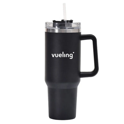 Vueling Airlines 40oz Stainless Steel Car Mug With Holder aviation design on 40oz car mug, 40oz vacuum-insulated.