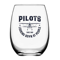 Thumbnail for Pilots Looking Down at People Since 1903 Water & Drink aviation design on water glass, crystal-clear premium glassware.