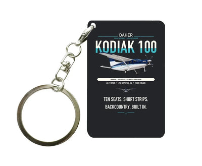 Daher Kodiak 100 Series III design on black designed key chain, double-side print