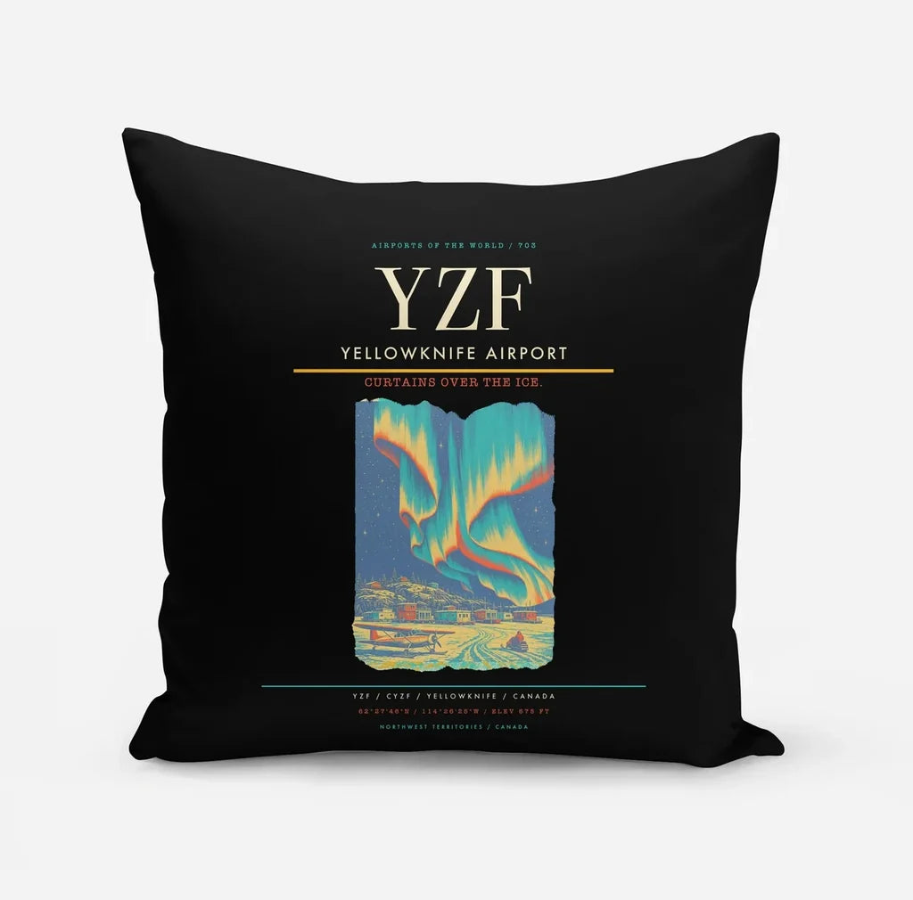 Yellowknife Airport (YZF) design on black pillow