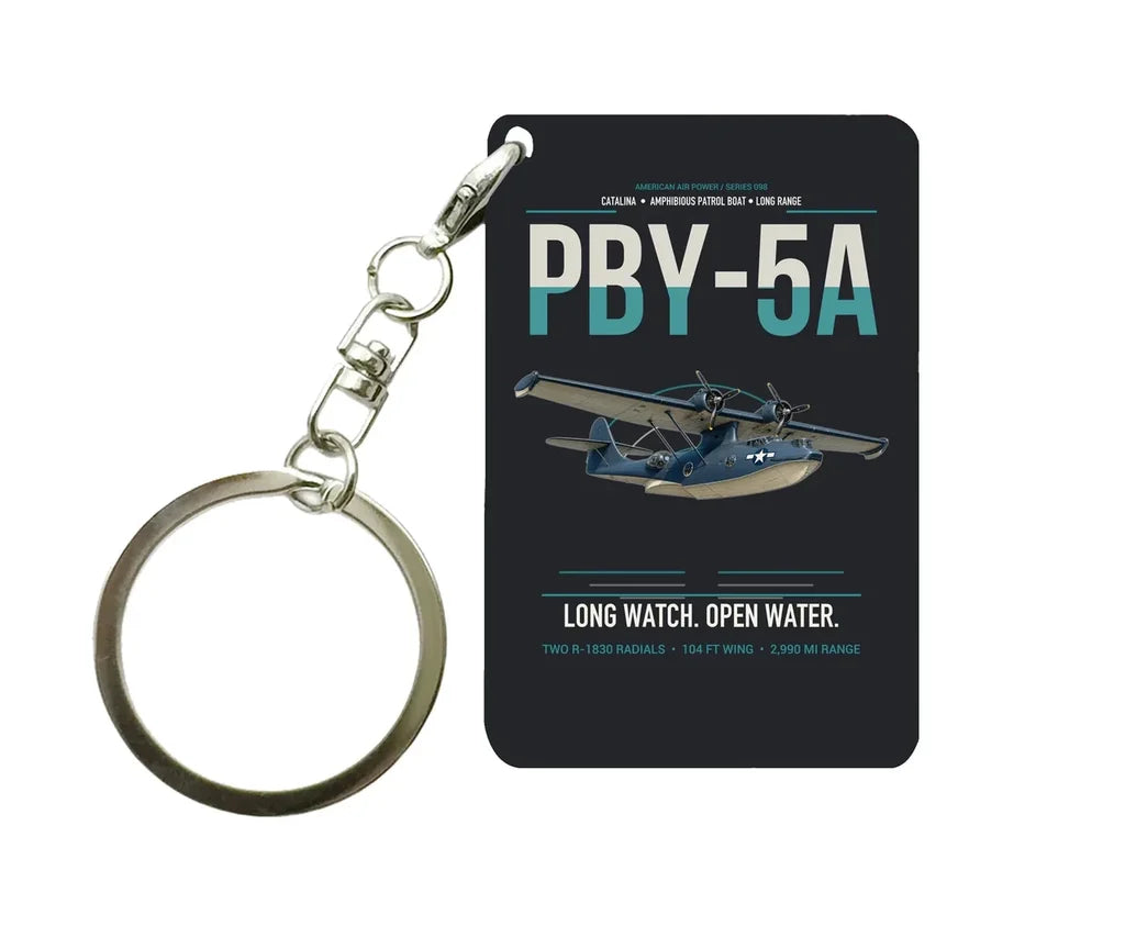 PBY-5A Catalina design on black designed key chain, double-side print
