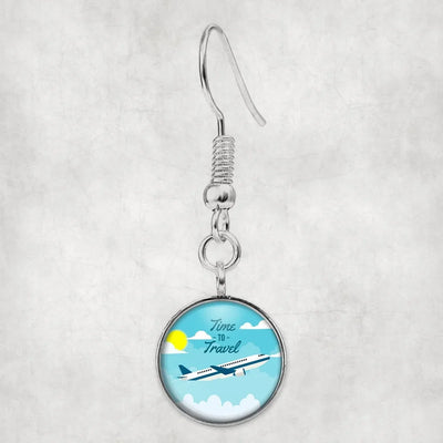 Side view of Time to aviation earrings in hypoallergenic alloy, polished finish.