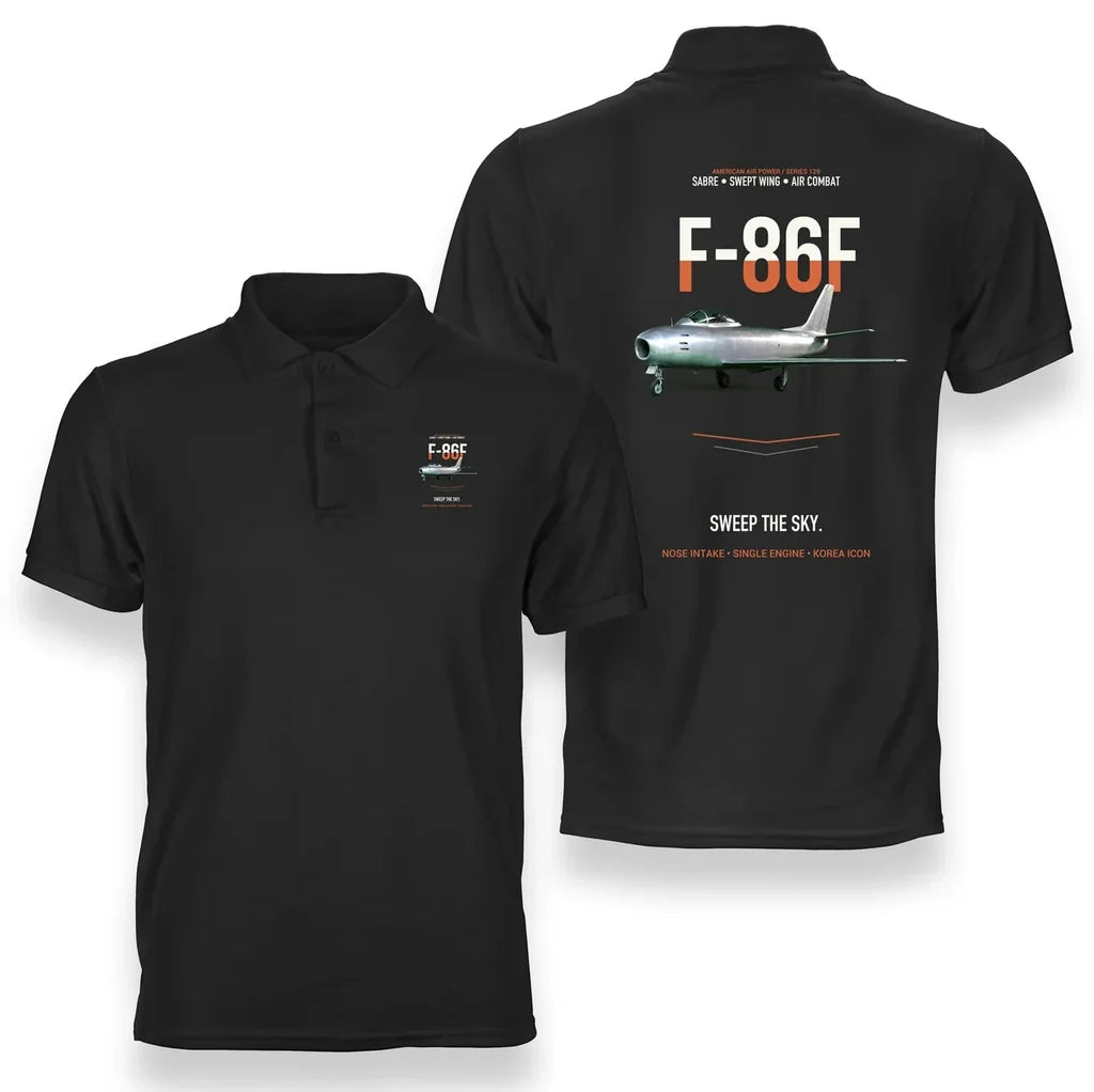 F-86F SABRE design on black polo