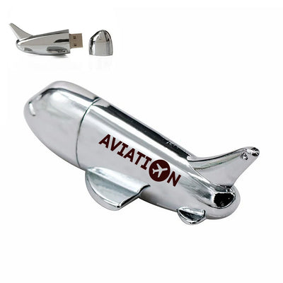 Aviation design on durable metal casing airplane-shape USB drive.