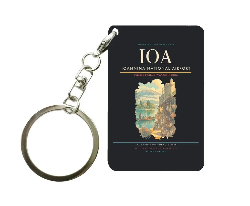 Ioannina National Airport (IOA) design on black key chain