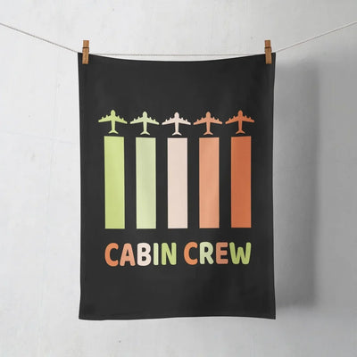 Colourful Cabin Crew aviation design on soft absorbent cotton towel.