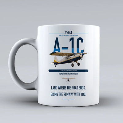 Aviat Husky A-1C-180 design on white ceramic mug, double-side print
