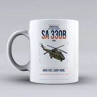 Thumbnail for Aérospatiale SA 330B Puma design on white ceramic mug, double-side print