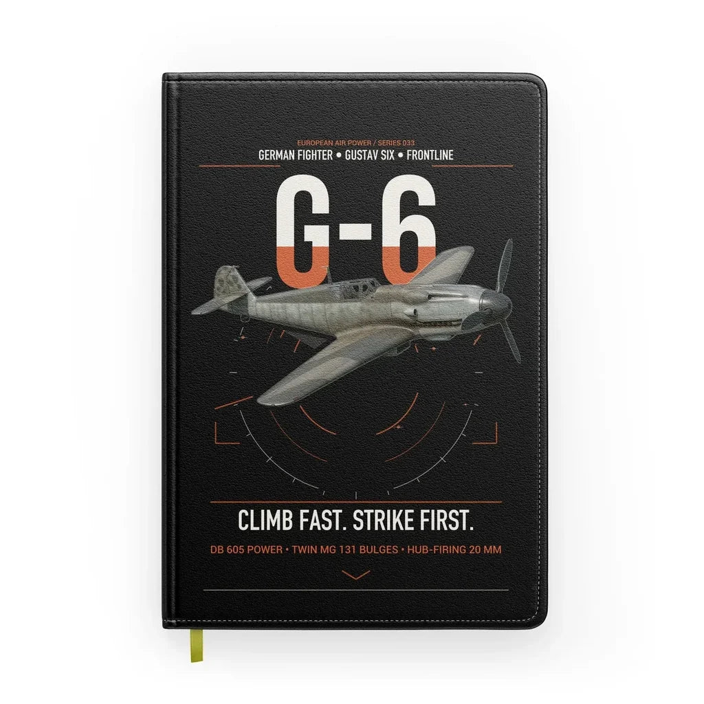 Messerschmitt Bf 109G-6 design on black notebook