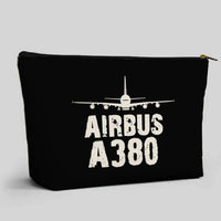 Thumbnail for Airbus A380 & Plane aviation design zipper pouch, durable polyester construction.