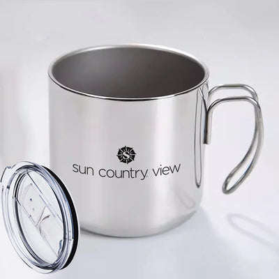 Sun Country Airlines aviation design on portable mug, vacuum-insulated double-wall.