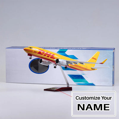 Side view of DHL Cargo Express Airline Boeing 737-800 Airplane Model (1/84 Scale - 47CM) aviation special-edition big-scale model.