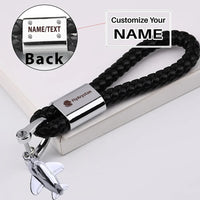 Thumbnail for FlyArystan aviation design on premium leather car leather car key chain.