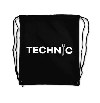 Technic aviation print drawstring bag, lightweight polyester.