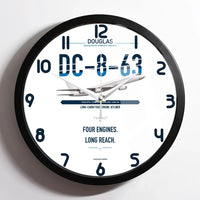 Thumbnail for Douglas DC-8-63 design on white framed wall clock