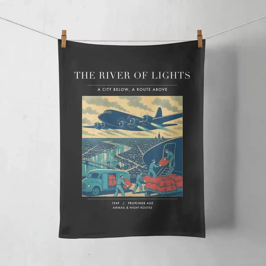 VINTAGE G4152 - The River Of Lights - Designed Towels design on black