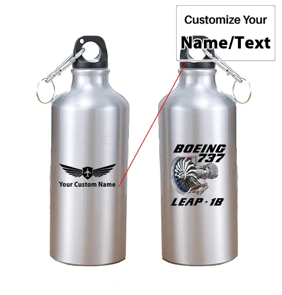 Boeing 737 & Leap 1B aviation design on thermos, vacuum-insulated.