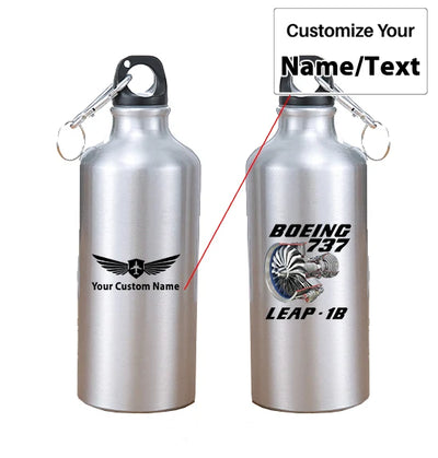 Boeing 737 & Leap 1B aviation design on thermos, vacuum-insulated.